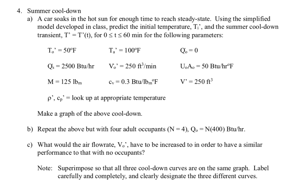 Solved 4. Summer cool-down a) A car soaks in the hot sun for | Chegg.com
