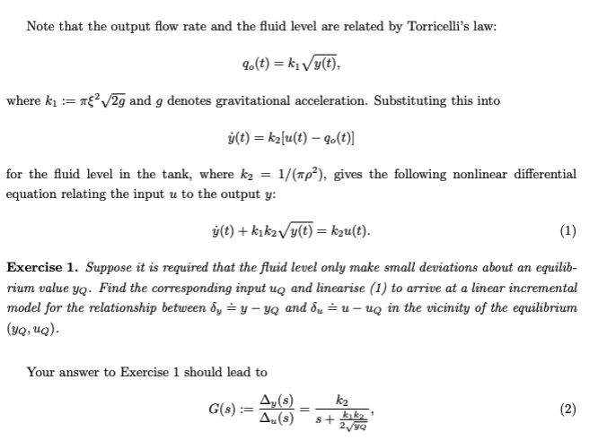 Solved Figure 1: Tank level system. Figure 1 illustrates a | Chegg.com