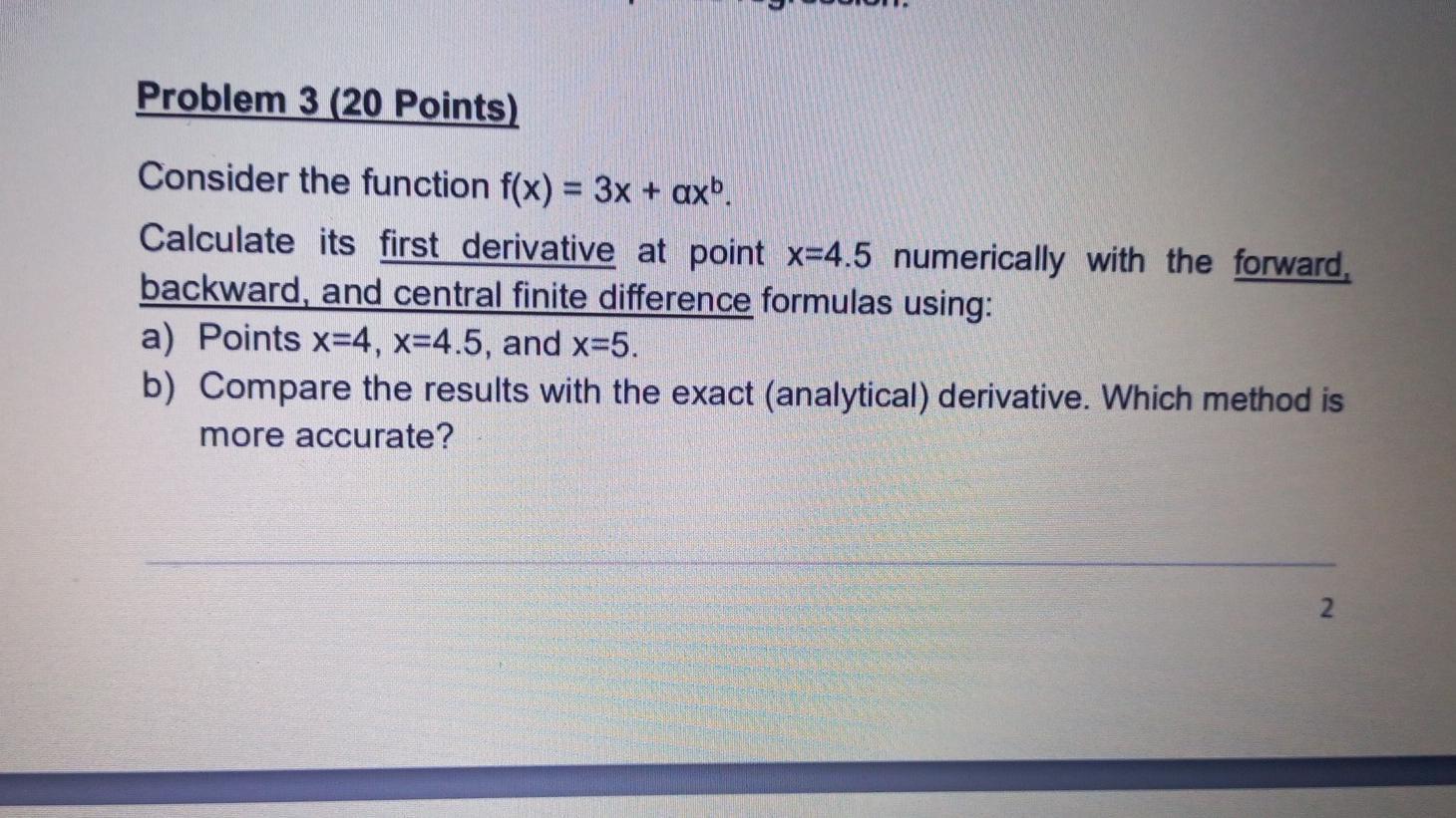 Solved Problem 3 (20 Points) Consider the function f(x) = 3x | Chegg.com