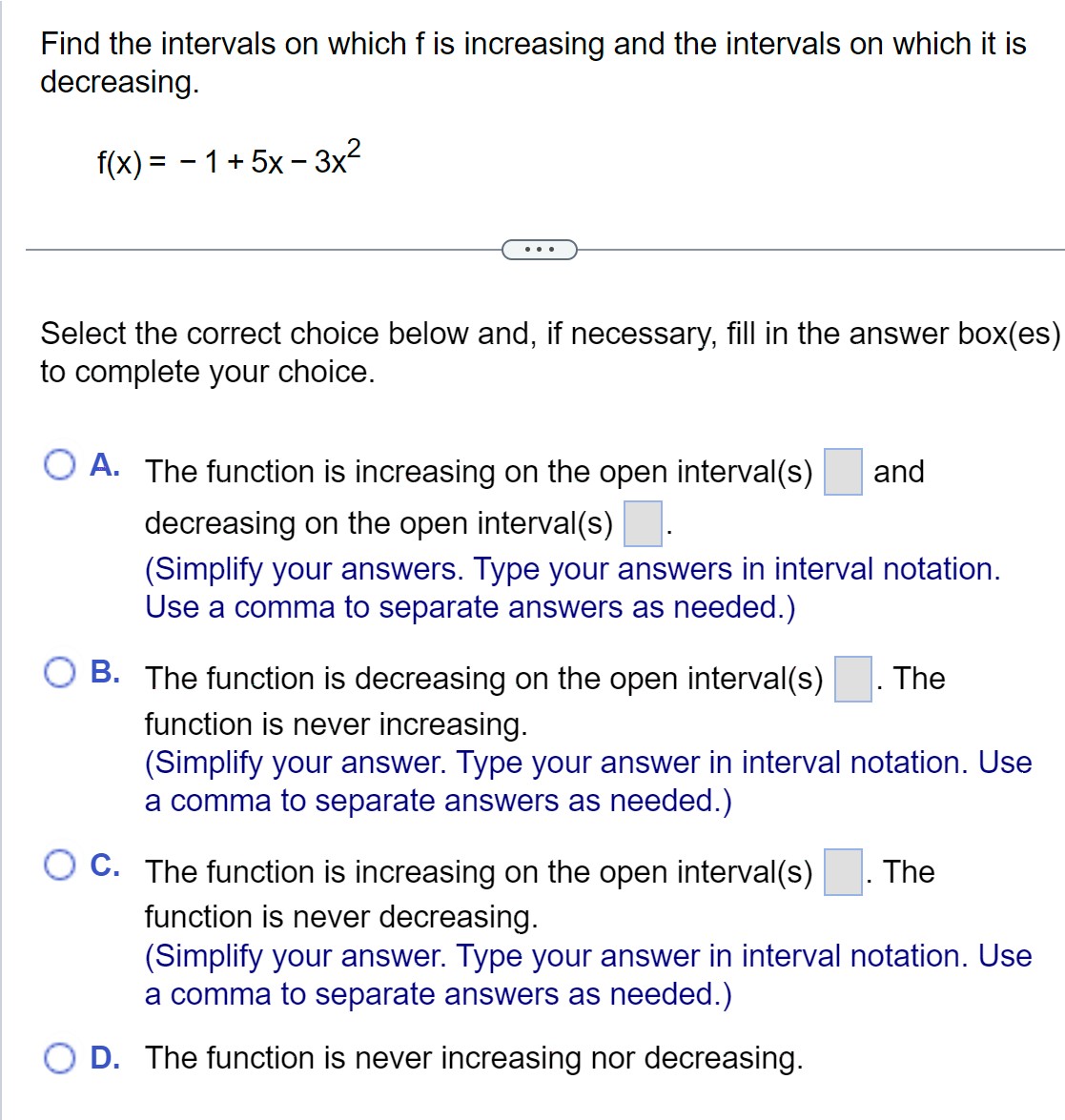 Solved Find the intervals on which f is increasing and the | Chegg.com