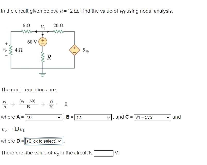 Solved In the circuit given below, R = 12 12. Find the value | Chegg.com