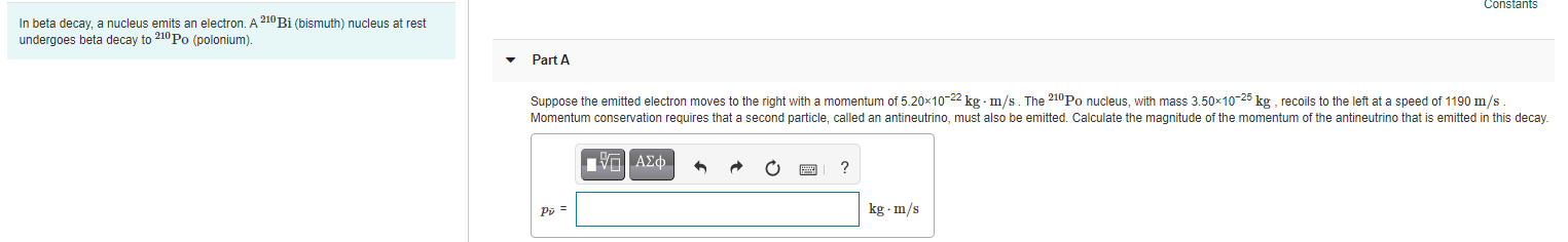 Solved Constants In Beta Decay, A Nucleus Emits An Electron. | Chegg.com