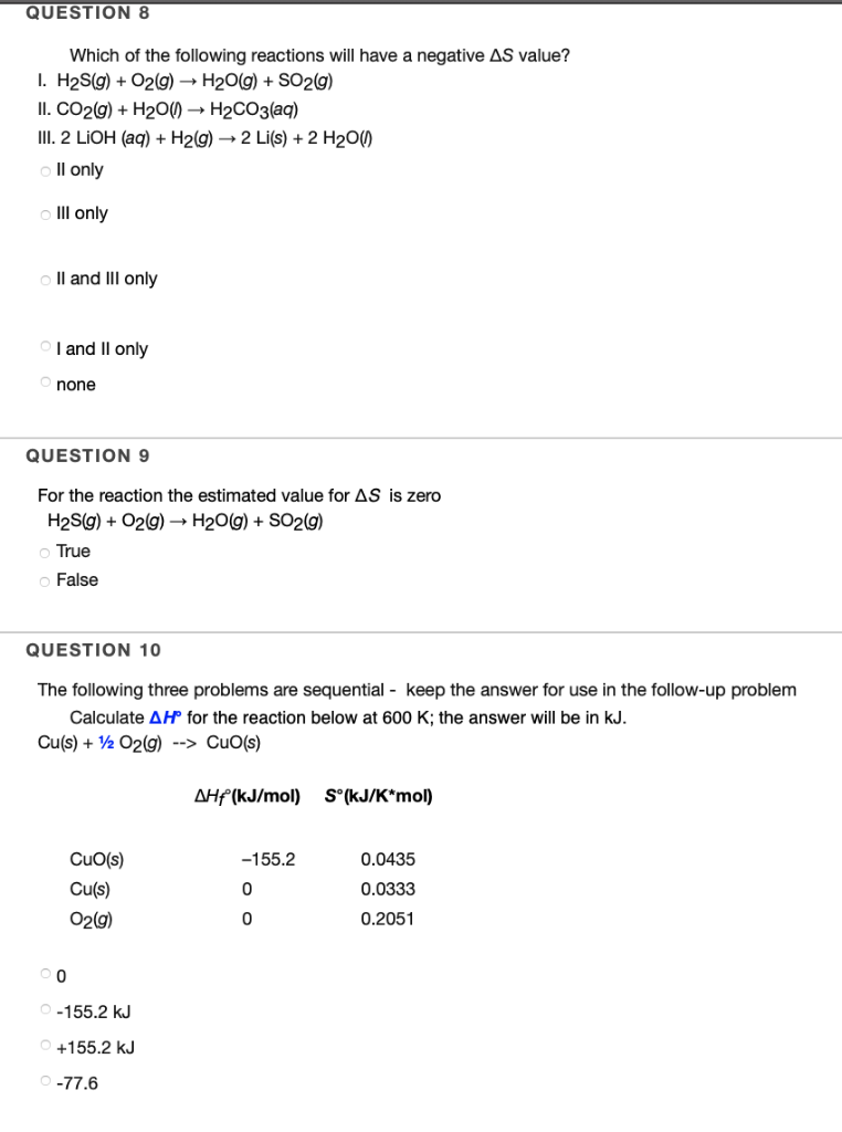 Solved QUESTION Which of the following reactions will have a | Chegg.com