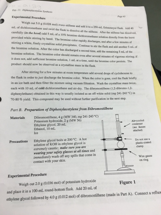 Solved 42 Page Experiment 11 Synthesis of Diphenylacetylene | Chegg.com