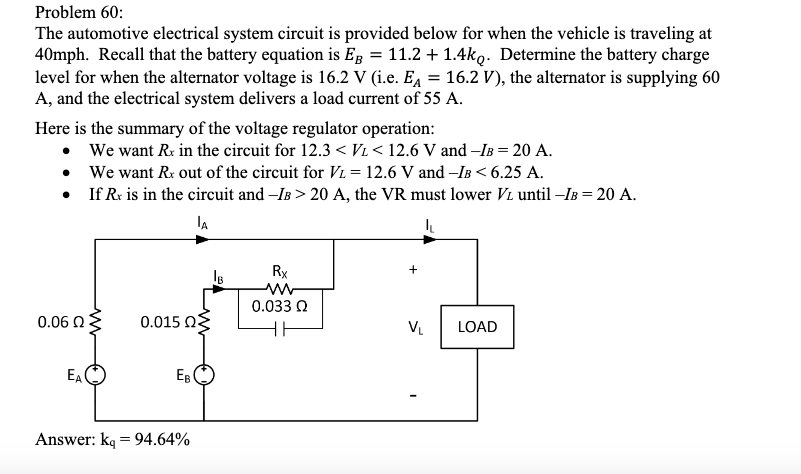 Solved Problem 60: The Automotive Electrical System Circuit 