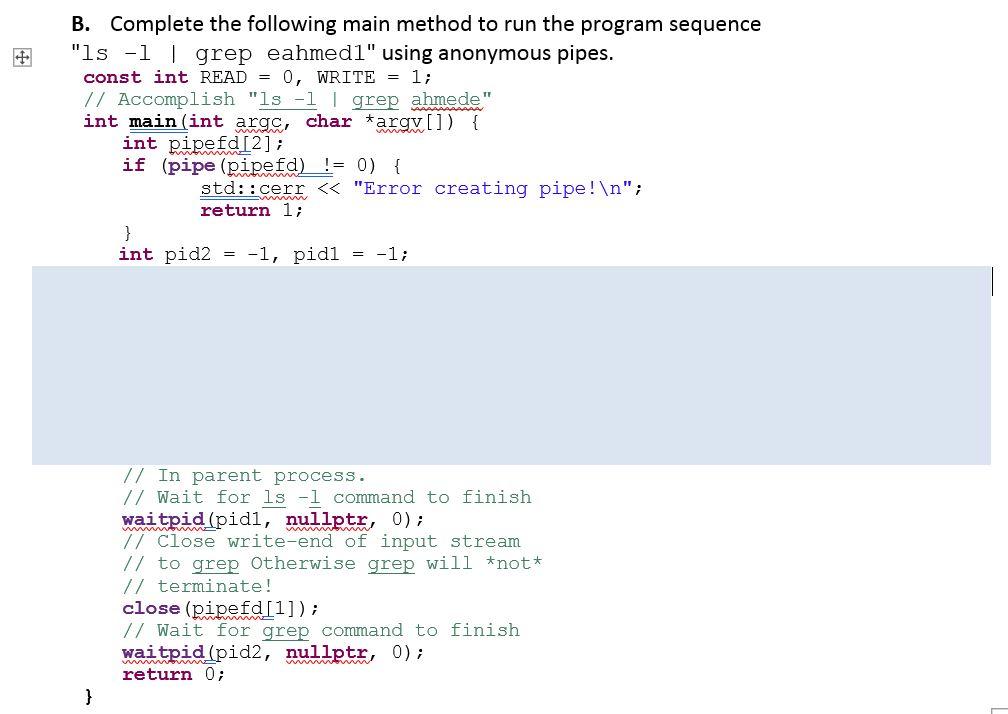 B. Complete the following main method to run the | Chegg.com