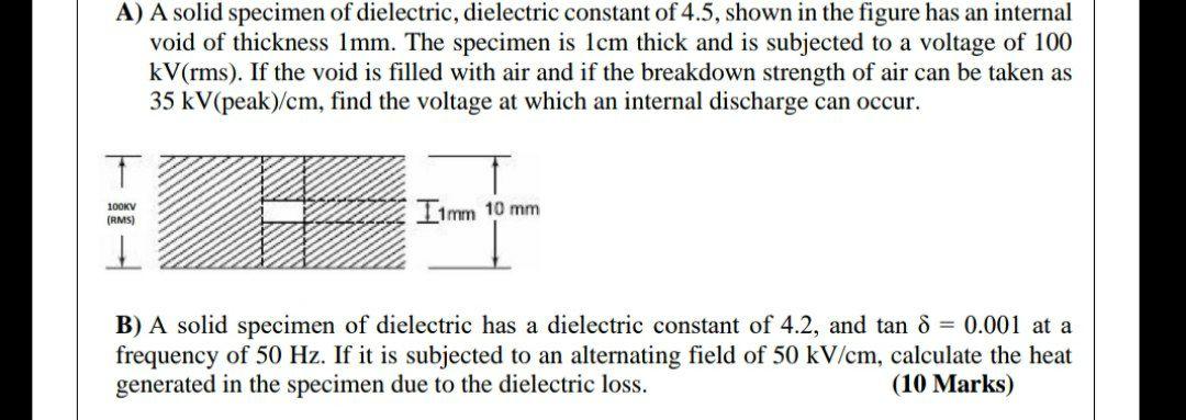Solved A) A solid specimen of dielectric, dielectric | Chegg.com