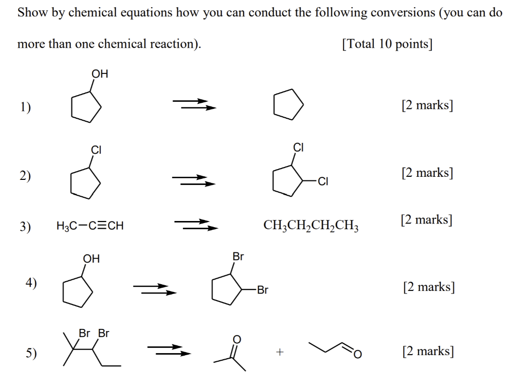 Solved Show by chemical equations how you can conduct the | Chegg.com