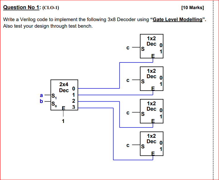 Solved Question No 1: (CLO-1) [10 Marks] Write a Verilog | Chegg.com