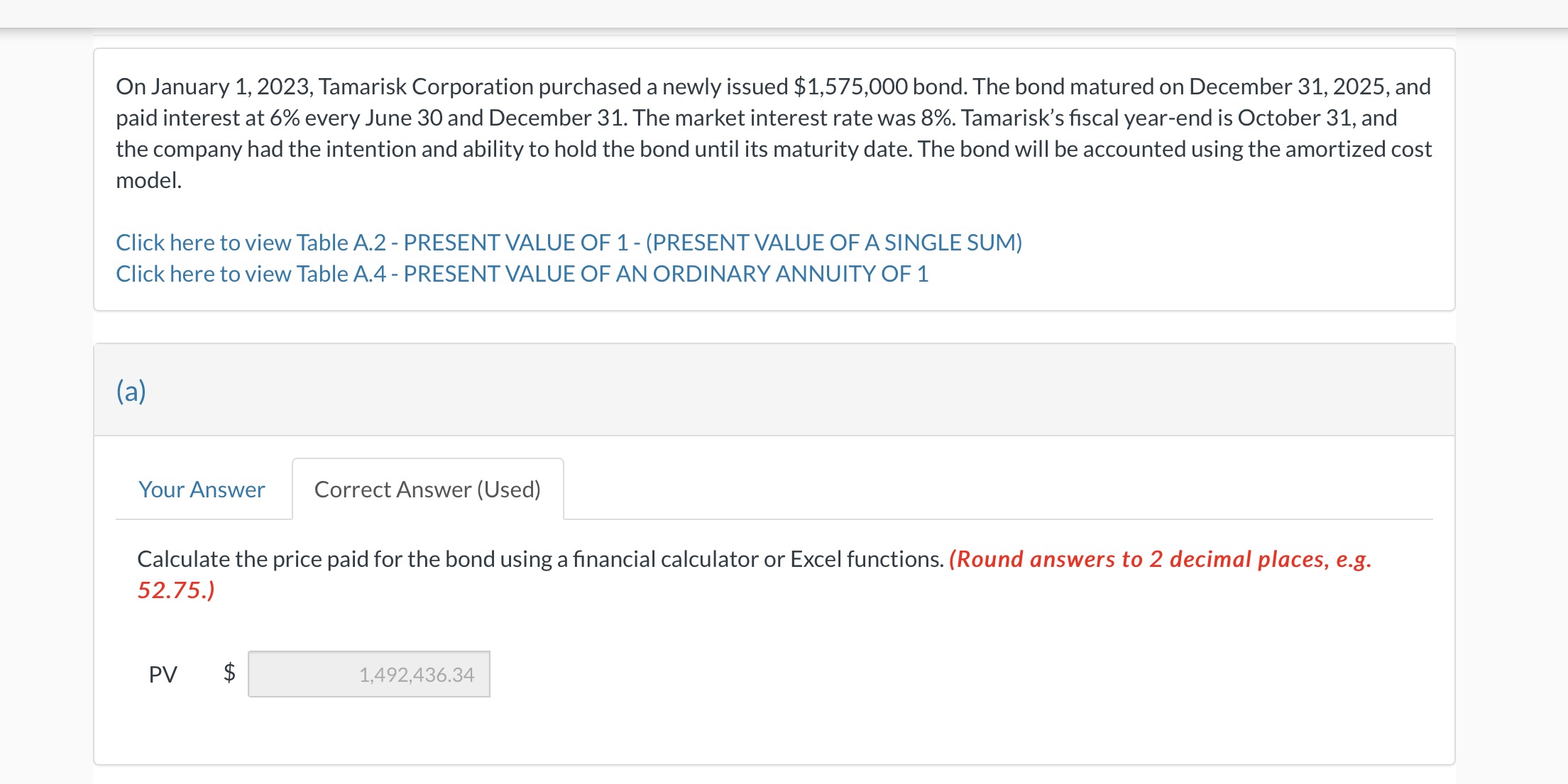 Solved On January 1, 2023, Tamarisk Corporation Purchased A | Chegg.com