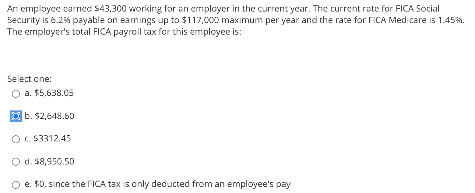 Solved An employee earned 43,300 working for an employer in