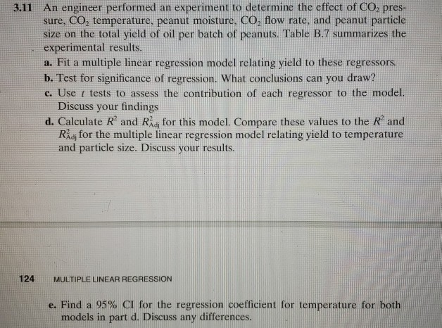 Solved 3.11 An engineer performed an experiment to determine | Chegg.com