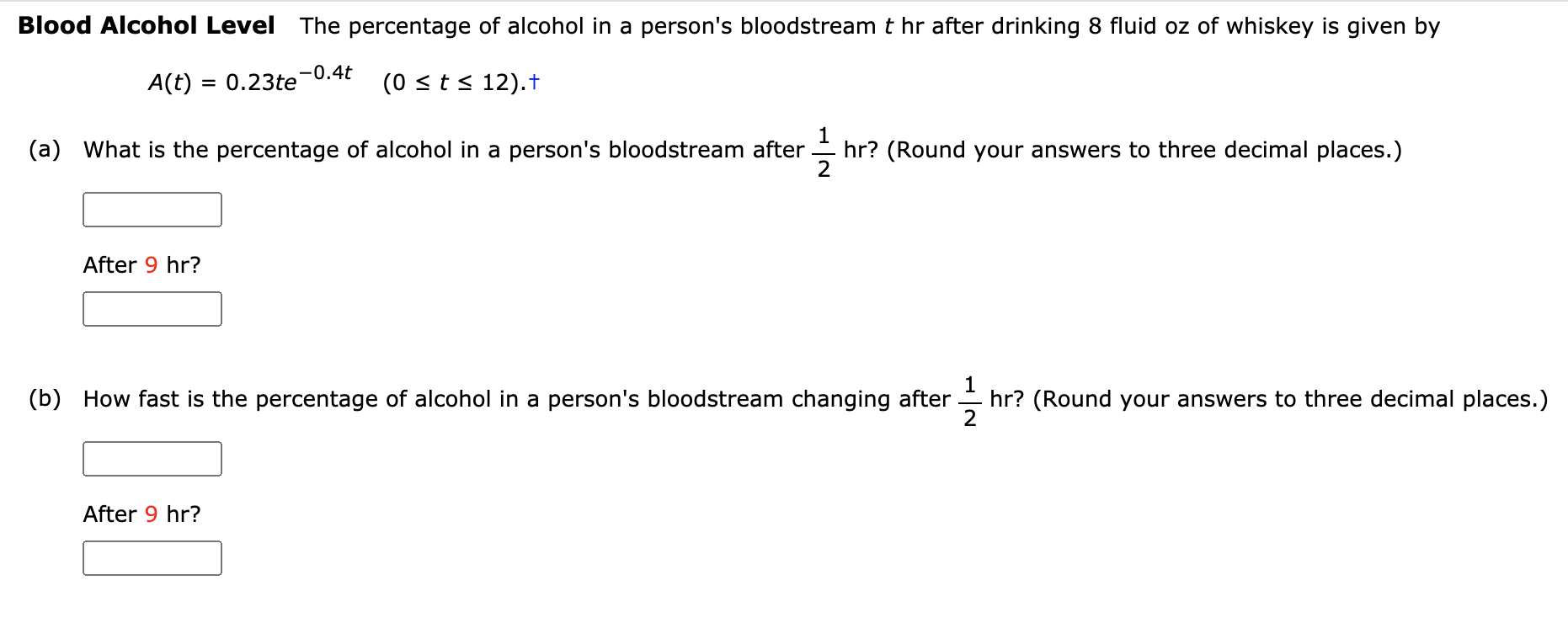 Solved Blood Alcohol Level The Percentage Of Alcohol In A Chegg