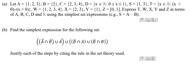 Solved (a) Let A = {1, 2, 3}, B = {2}, C = {2,3,4}, D= {x € | Chegg.com