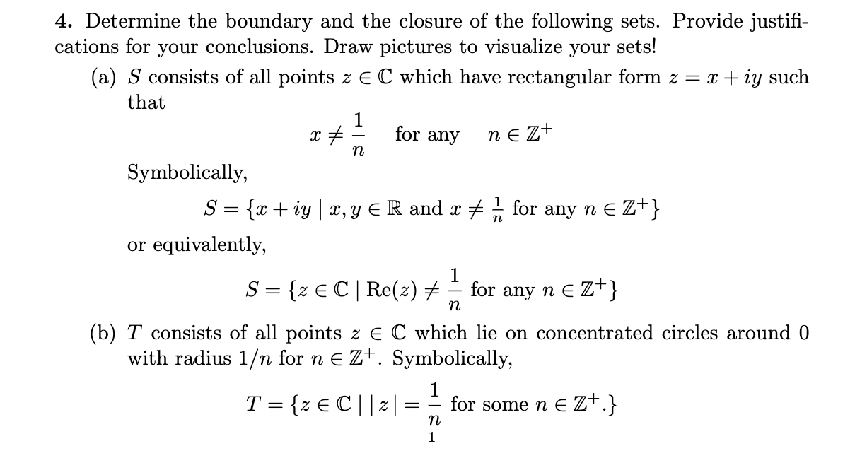 Solved 1 4. Determine the boundary and the closure of the | Chegg.com