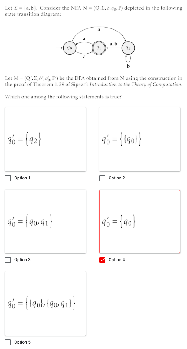 Solved Let I A B Consider The Nfa N Q 8 8 90 F D Chegg Com