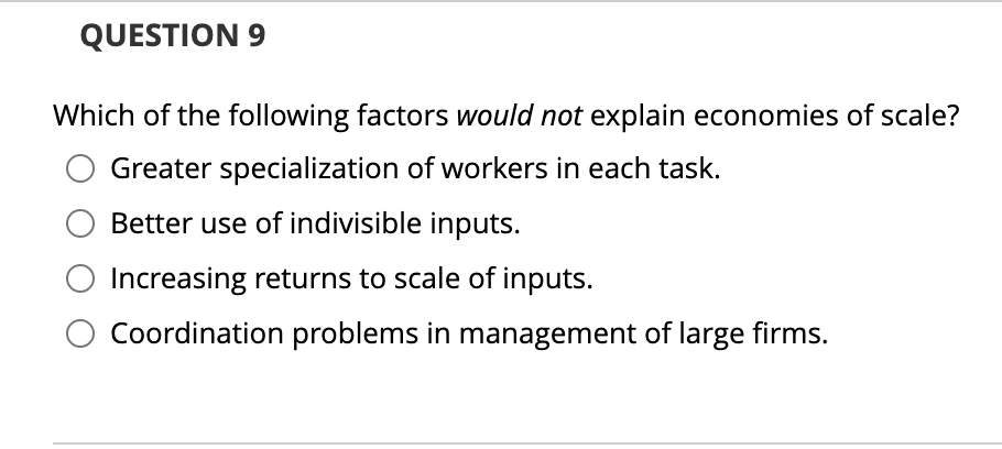factors of economies of scale