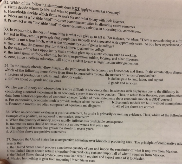 Solved 32. Which of the following statements does NOT apply