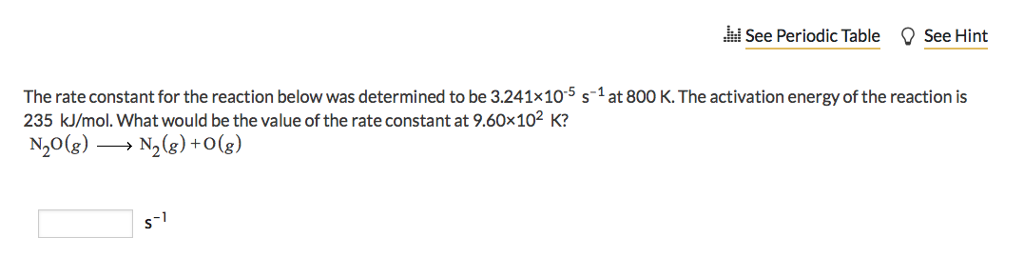 Solved The rate constant for the reaction below was | Chegg.com