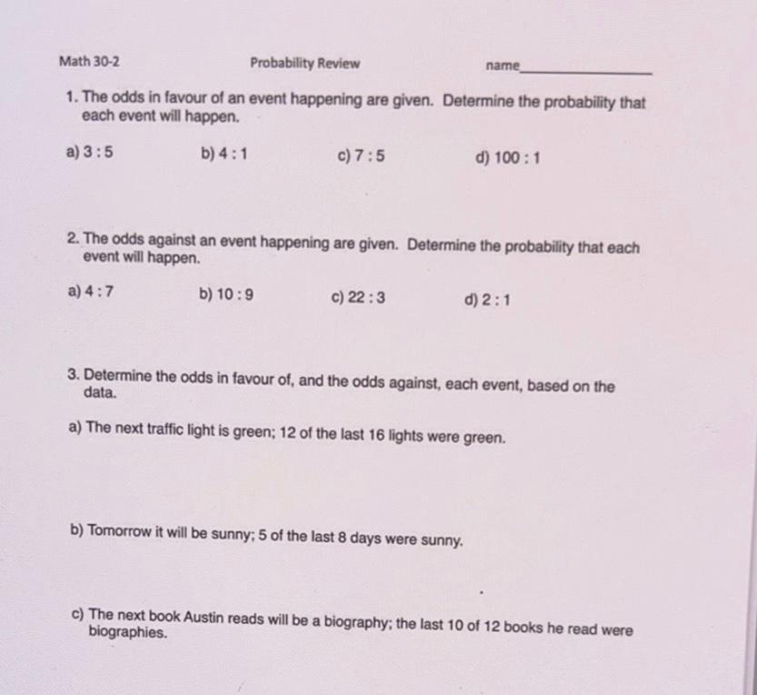 math 30 2 probability and odds assignment