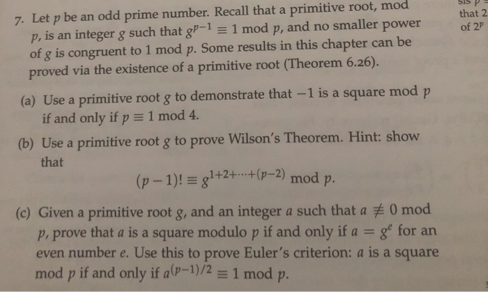 Solved Let P Be An Odd Prime Number Recall That A Primitive