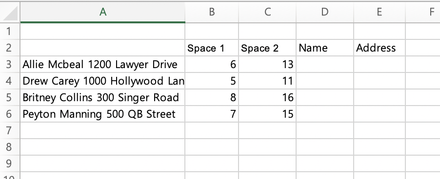 Solved The Showbiz worksheet contains fictitious address of | Chegg.com