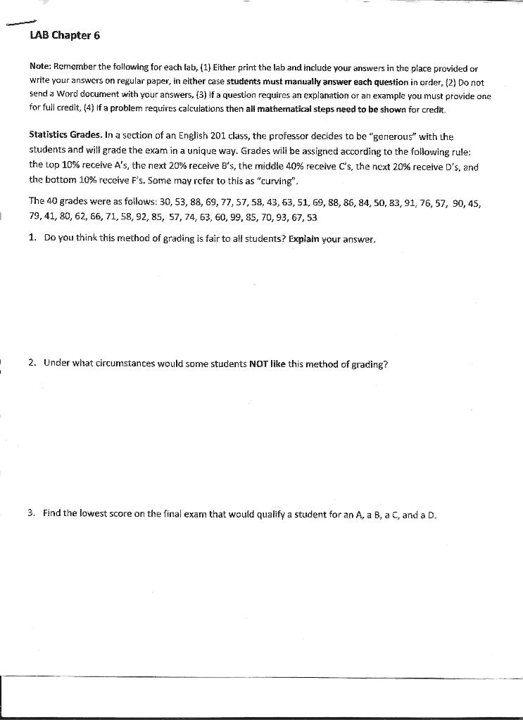 Solved LAB Chapter 6 Note: Remember The Following For Each | Chegg.com