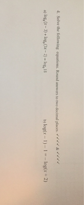 Solved Solve the following equations. Round answers to two | Chegg.com