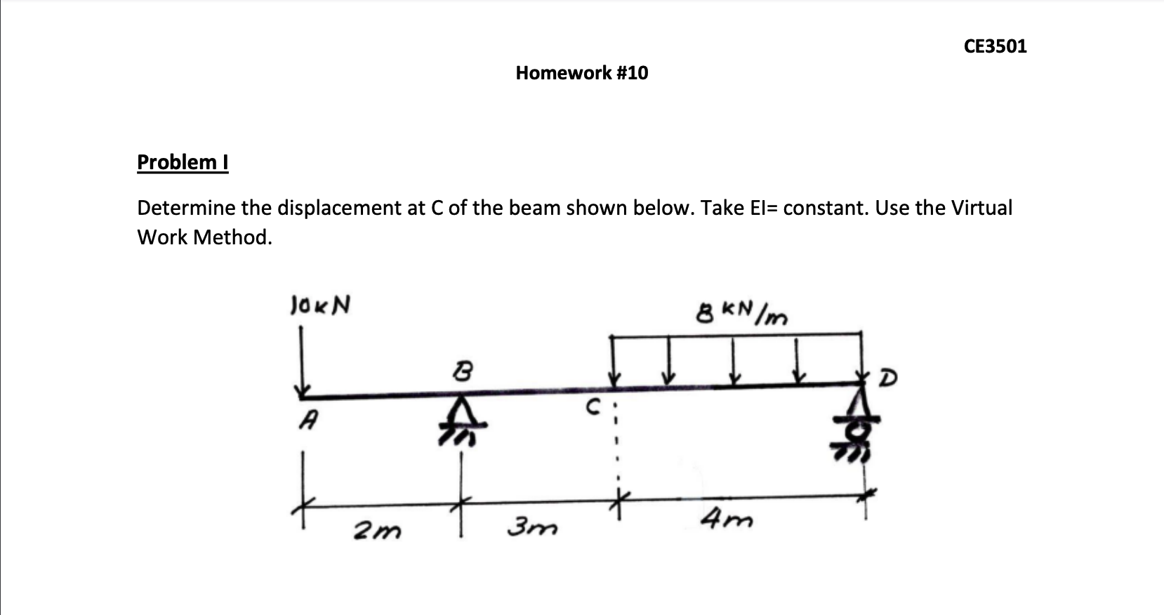 Solved Problem I Determine the displacement at C of the beam | Chegg.com