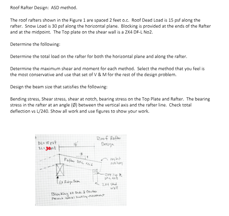 Roof Rafter Design: ASD Method. The Roof Rafters | Chegg.com