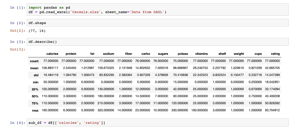 In 1 import pandas as pd df | Chegg.com image.