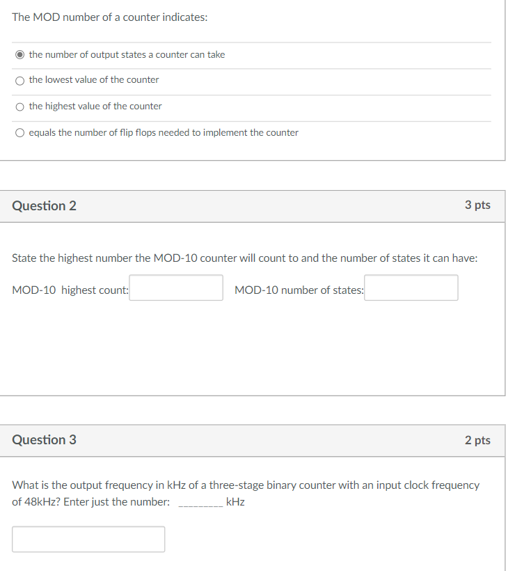 Solved The MOD number of a counter indicates the number of