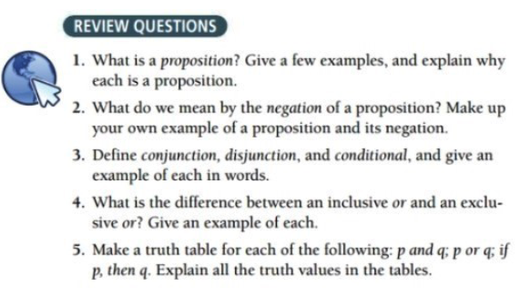 Solved REVIEW QUESTIONS 1. What Is A Proposition? Give A Few | Chegg.com