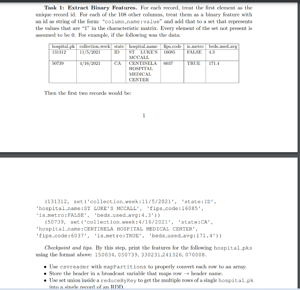 Task 1: Extract Binary Features. For each record, | Chegg.com
