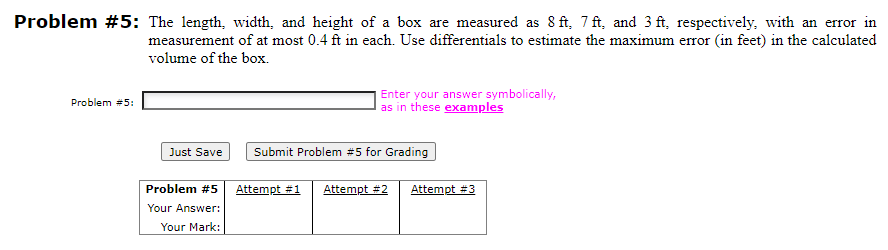 Solved Problem \# 5: The length, width, and height of a box | Chegg.com
