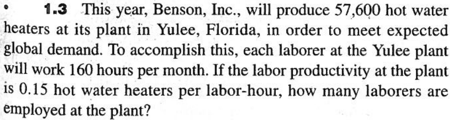 1 3 This Year Benson Inc Will Produce 57 600 Hot Chegg 