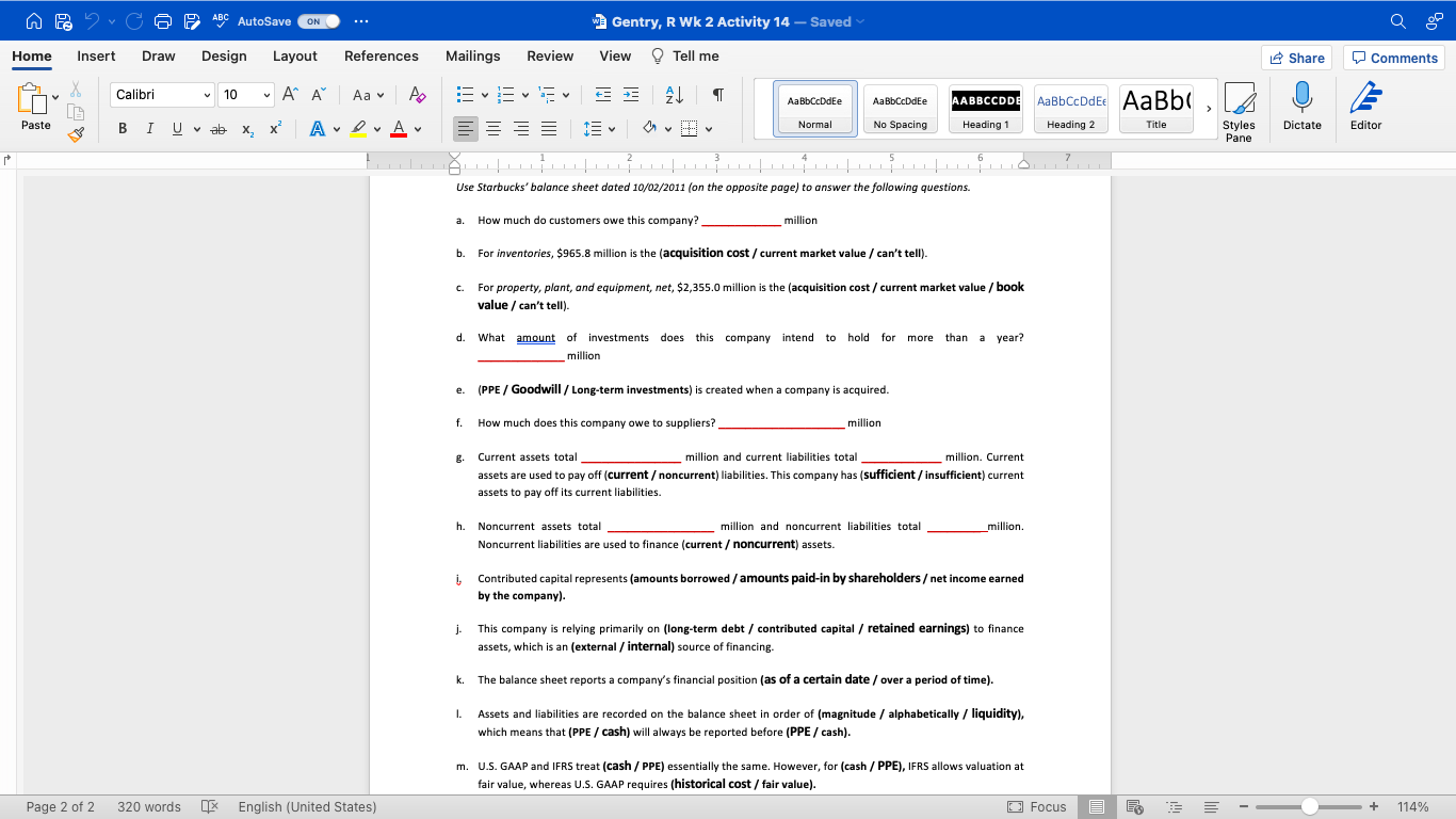 Solved Bro ABC AutoSave ON W Gentry, R Wk 2 Activity 14 - | Chegg.com
