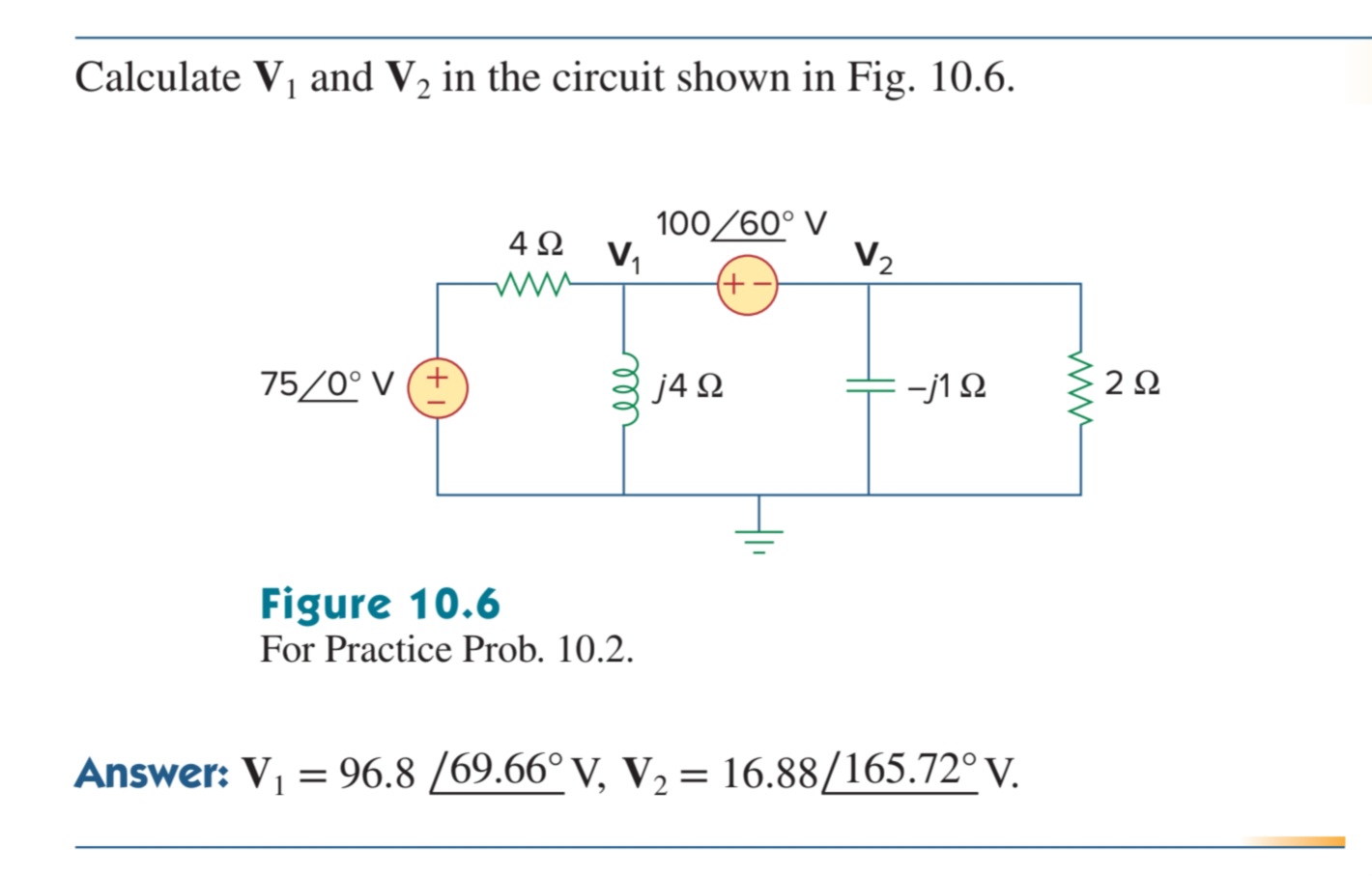 Solved Calculate V1 And V2 In The Circuit Shown In Fig. | Chegg.com