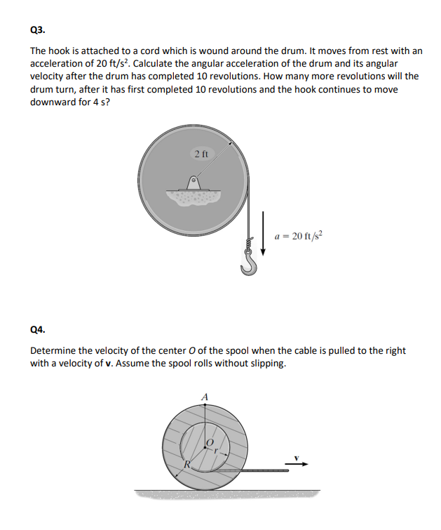 Solved Q The Hook Is Attached To A Cord Which Is Wound Chegg Com