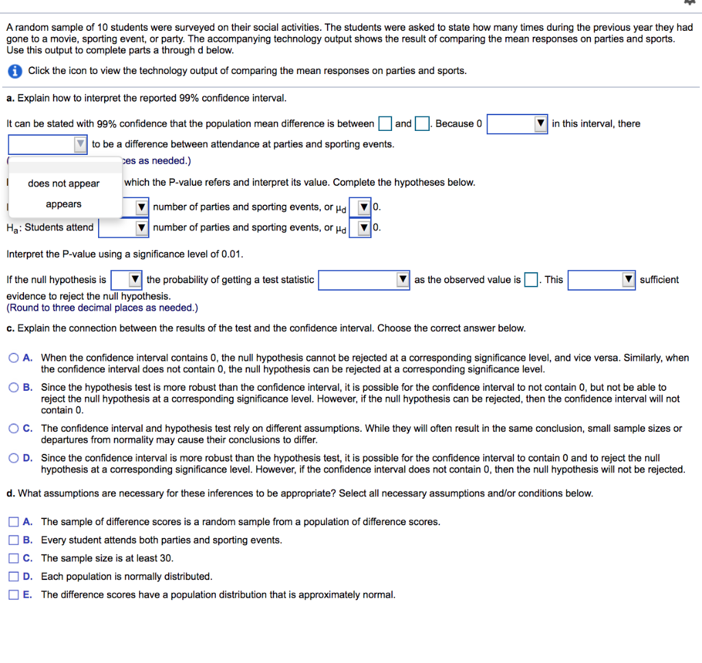 Solved A random sample of 10 students were surveyed on their | Chegg.com
