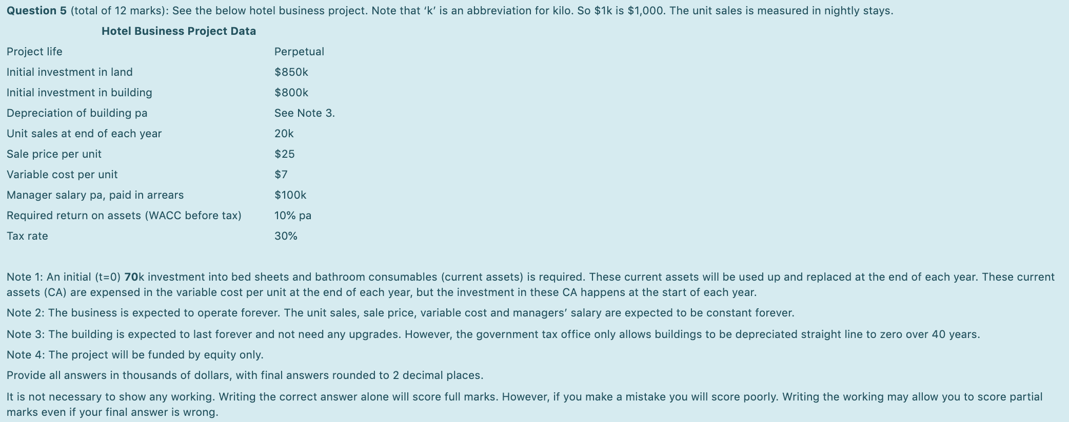 Question 1: Find the project's Firm Free Cash Flow | Chegg.com