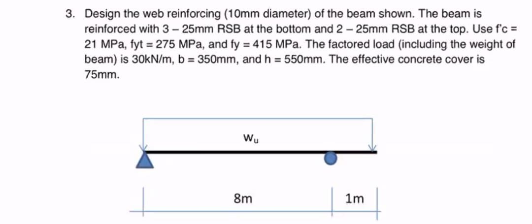 Solved 3. Design the web reinforcing (10mm diameter) of the | Chegg.com