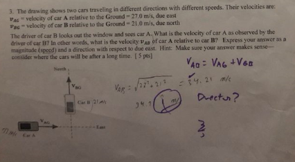 Solved 3. The drawing shows two cars traveling in different | Chegg.com