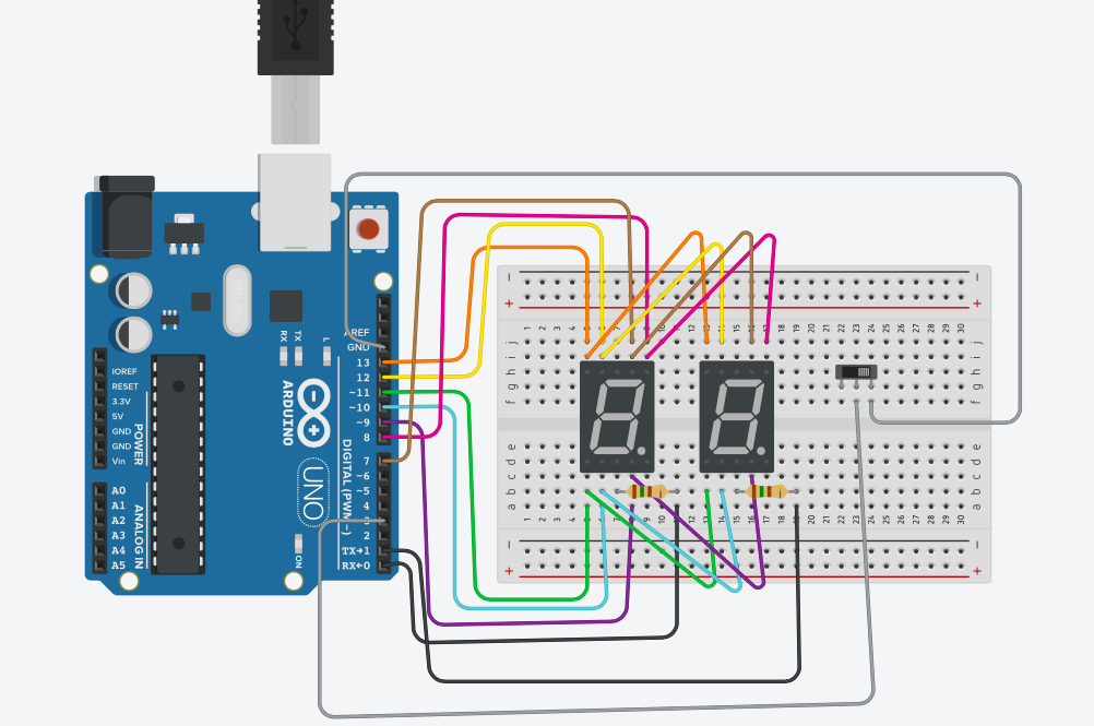 Solved -create an Arduino circuit with 3 7 segment display | Chegg.com