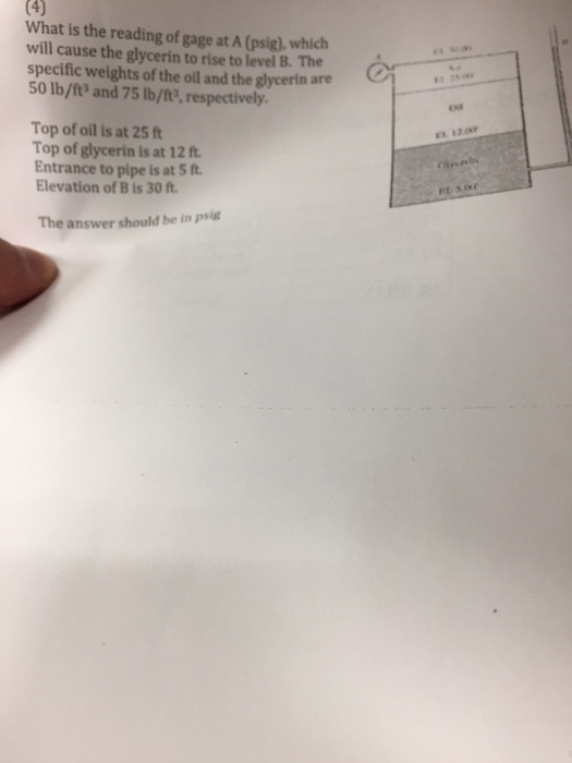 Solved What is the reading of gage at a (psig), which will