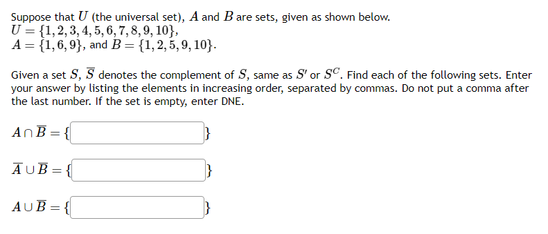 Solved Suppose That U (the Universal Set), A And B Are Sets, | Chegg.com