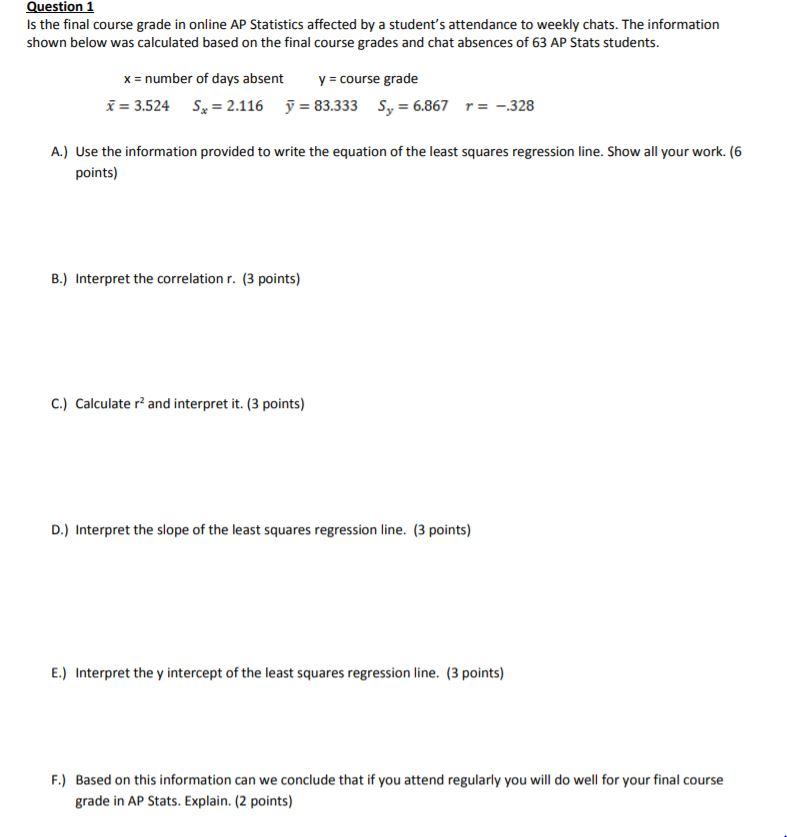 Solved Question 1 Is the final course grade in online AP | Chegg.com
