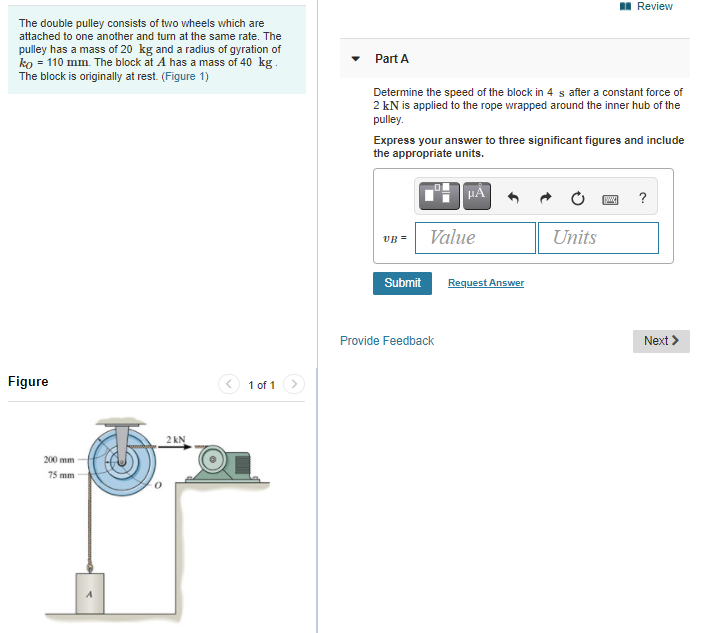 Solved Review The double pulley consists of two wheels which | Chegg.com