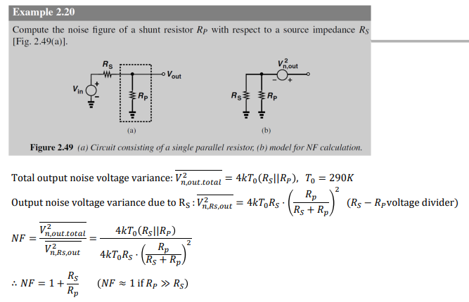 The noise figure of a "shunt" resistor Rp is derived. | Chegg.com