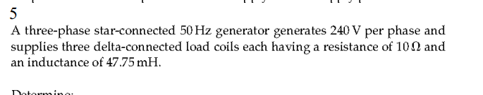 Solved 5 A three-phase star-connected 50 Hz generator | Chegg.com